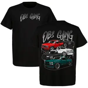OBS Gang 2-Sided Men T-Shirt Car Lover Outfit Classic Trucks Tee Vintage Car Parts Style Short Sleeve Crewneck Perfect For Him For Her