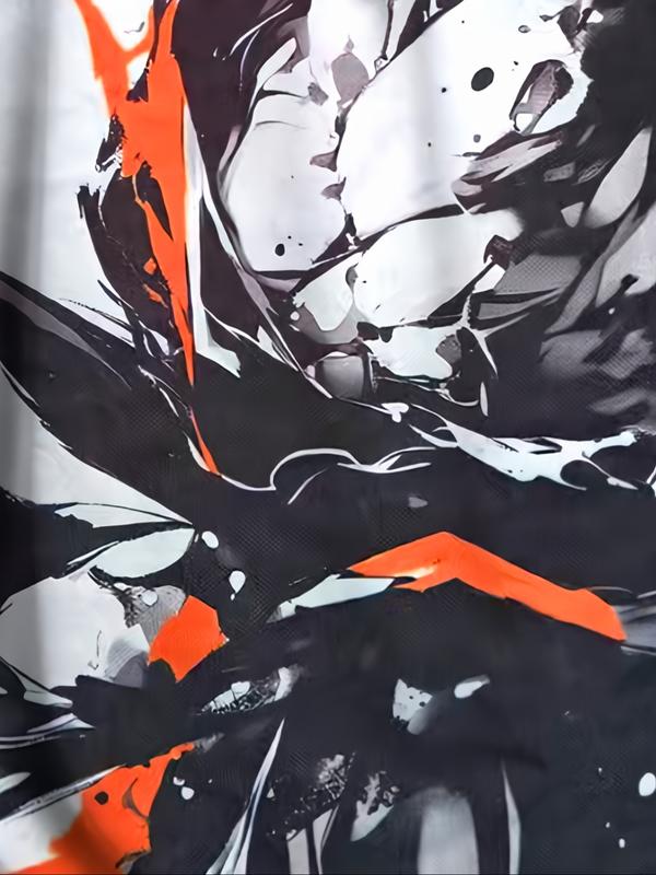 Japanese Anime Men's Football Jersey with Calligraphy Samurai Pattern, Comfortable Sporty Top, Sweat-Absorbing Soft Knit Fabric