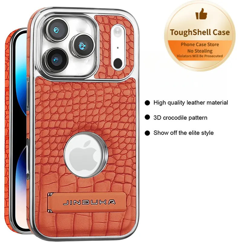 Aesthetic Animal Print Luxury Business Magnetic Smartphone Case for iPhone Series (17 Pro Max/16/15/14/13) - Warm, Skin-Friendly Touch, Shiny Crocodile Casing, Invisible Folding Stand, Full Anti-Drop Shockproof, Wireless Charging Compatible