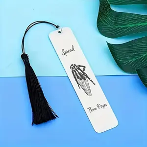 Stainless Steel Bookmark with Tassel, 1 Count Literary Laser Engraved Design Bookmark, Ideal Gift for Readers, Book Club, Birthday Celebrations