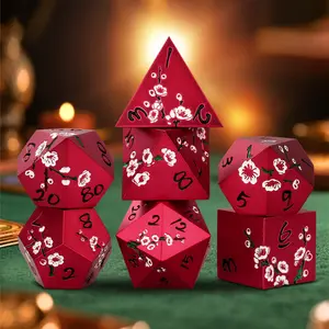 7-Piece Alloy DND Dice Set, Hot-Selling Creative Plum Blossom Pattern Polyhedral Dice for Adult Board Games