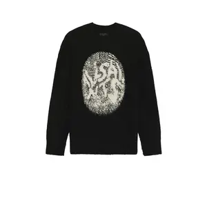 ALLSAINTS Ridges Crew Neck Sweater in Black & Ecru White
