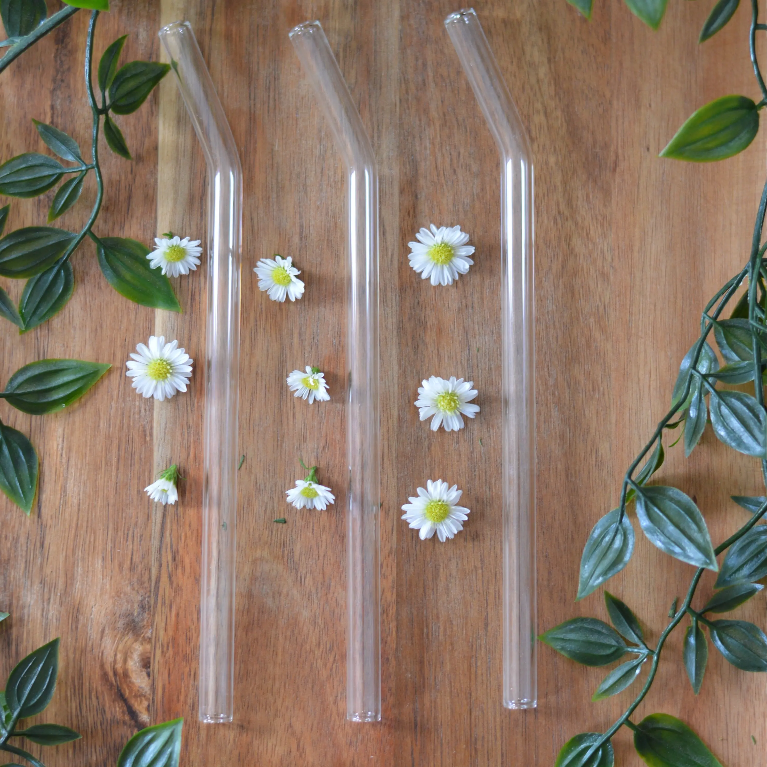 Clear Bent Reusable Glass Straw  (1 straw)