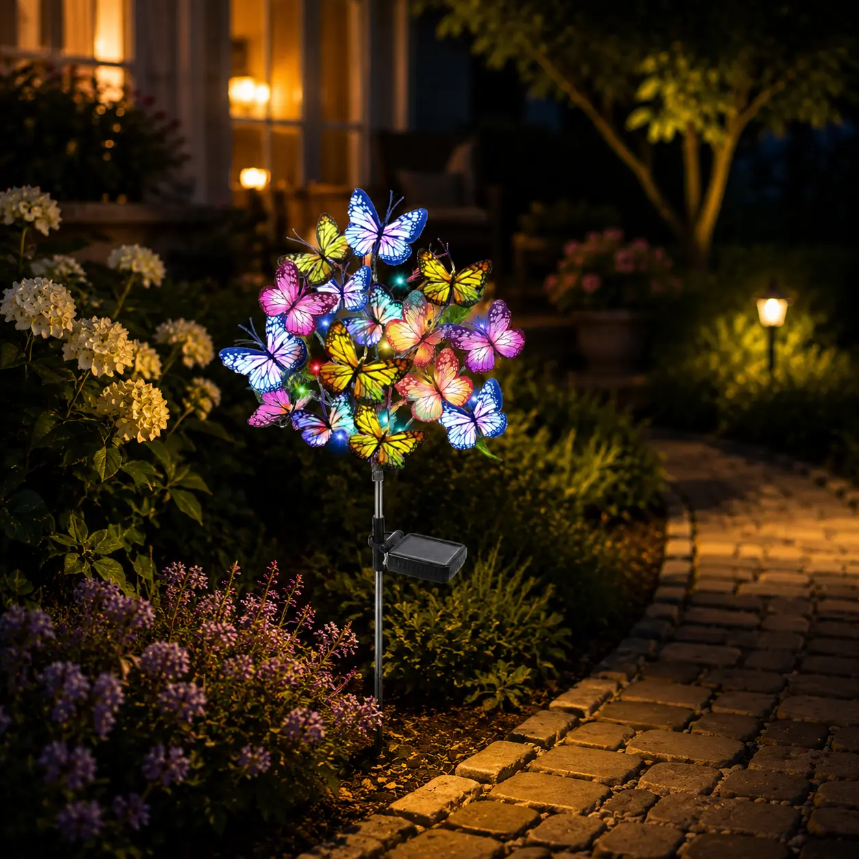 34-Piece Solar Power Butterfly Garden Stake Lights Set Pack - Outdoor Waterproof Multi-Color LED Landscape Pathway Decor with Illumination, Mother's Day Gifts for Women, 34 Pieces