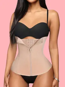 Plus Size Waist Trainer Shapewear for Women – Zipper Tummy Control Corset with Adjustable Straps Compression Fabric