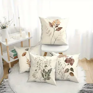 4pcs, Floral Design Polyester Pillowcase, Creative Decorative Cushion, Suitable for Living Room, Bedroom, Sofa, Bed, Room, Comfortable Soft Pillowcase Single-Sided Print, No Pillow Insert, Available in Three Sizes