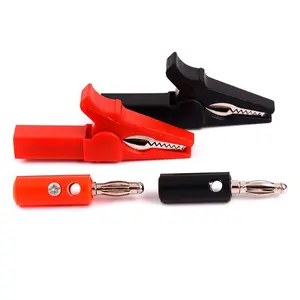 Copper Alligator Clip Set with Banana Plugs, 55mm Jumper Test Leads Probes Electrical Testing Tools, Insulated Red Black Circuit Clamp Kit for Multimeter Battery Wiring, Electronic Repair Tool