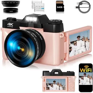 4K Digital Camera for Photography, 75MP WiFi Vlogging Camera for YouTube, 3" 180? Flip Screen Point and Shoot Camera with 64GB SD Card, Anti-Shak & 2 , Compact Travel Camera for Beginners
