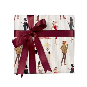 Wallshoppe Barbie Vintage Pinstripe Gift Wrap - Pink