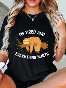 100% Cotton Tired Sarcasm Exhausted I'm Tired Sloth T-Shirt