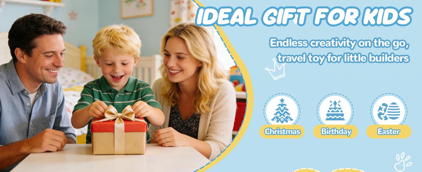 Cossy Mini Magnetic Tiles, 80 PCS Magnet Tiles Travel Toys with Iron Box, Travel Magnetic Tiles for Restaurant, Car & Plane Play, Toys for 3 4 5 6 7 8 Year Old Boy and Girl