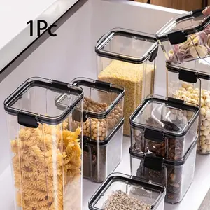 Transparent Food Storage Box with Lid, Plastic Kitchen Storage Containers, Sealed Jar, Snacks Dry Goods Tea Storage, Clear Plastic Box
