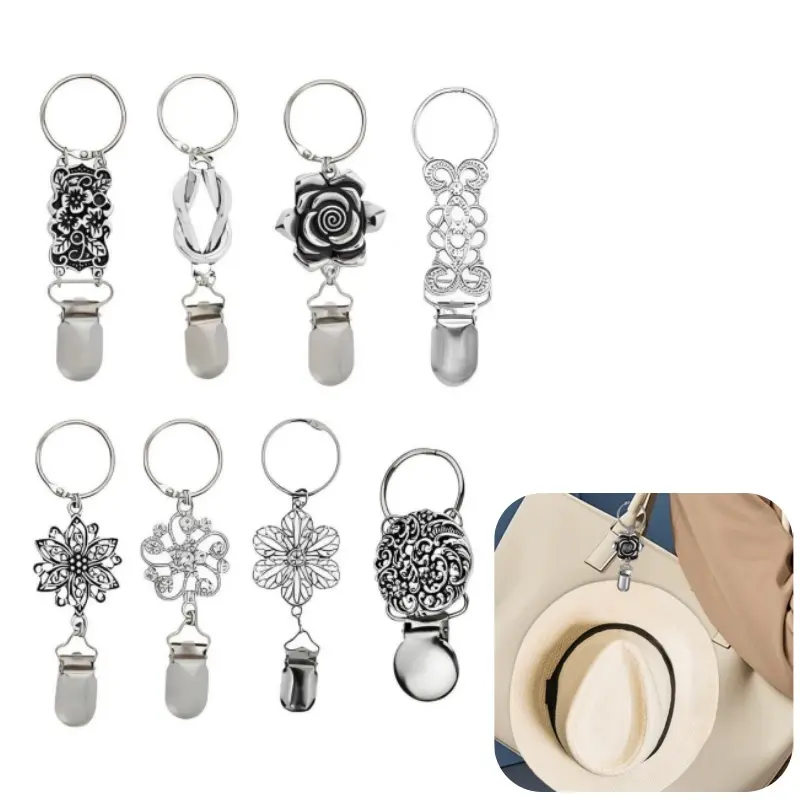 8-piece metal hat clip set, suitable for women, travel, leisure outings or gift giving, used for hanging hats, scarves, gloves