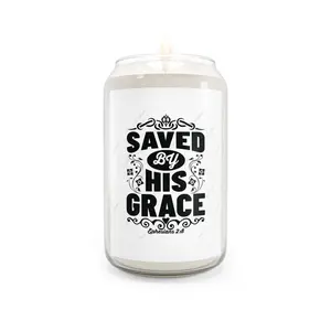 Saved By His Grace Scented Soy Candle — 13.75 oz (Christian Faith Gift)
