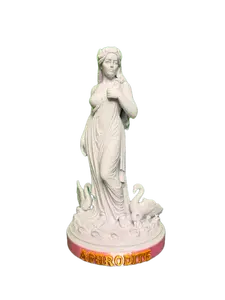 Aphrodite Statue 3D Printed Greek Goddess of Love Marble Finish Pink Base Gold Lettering 3.38in x 3.50in x 6.26in