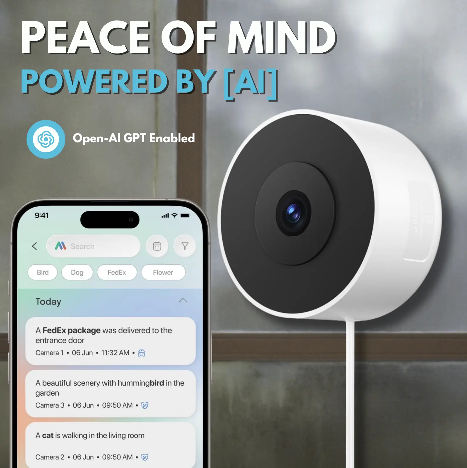 3MP 2K AI Smart Home Security Camera, Behavior Analysis Alerts, 2.4GHz WiFi, Low-Light Full-Color Night Vision, Motion Detection, Two-Way Audio, APP R