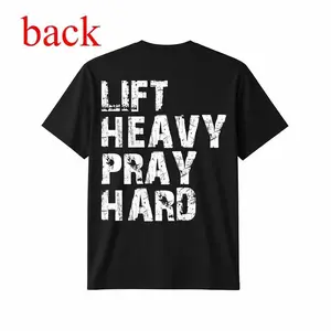 Printed Tee - "Lift Heavy Pray Hard" Christian Gym T-Shirt, Motivational Faith-Based Streetwear