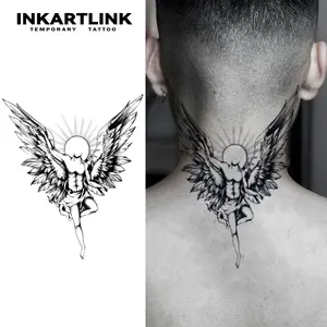 INKARTLINK Tattoo Tech,2 Sheets Extra-Large Semi Permanent Tattoo,Adult Art Design Temporary Tattoos, Last 1-2 Weeks, Waterproof, Realistic look, No Adhesive, No reflection (Angel Design)