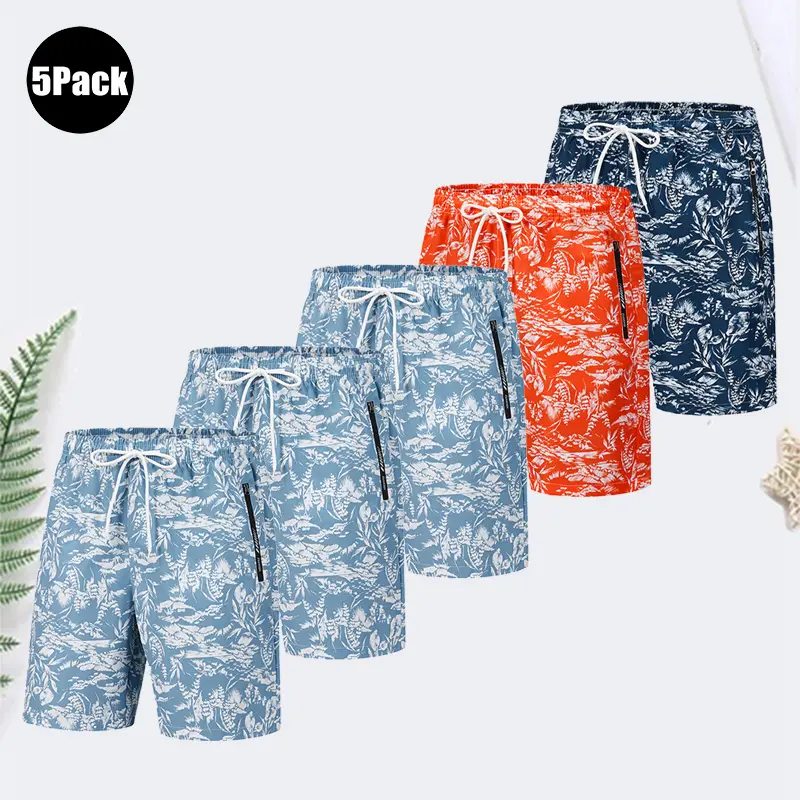 Multi-pack men’s Hawaiian beach shorts: quick-drying swim trunks with pockets; summer casual tropical floral print board shorts suitable for the beach and pool. Multi-pack men’s Hawaiian beach shorts: quick-drying swim trunks with pockets; summer casual tropical floral print board shorts suitable for the beach and pool.