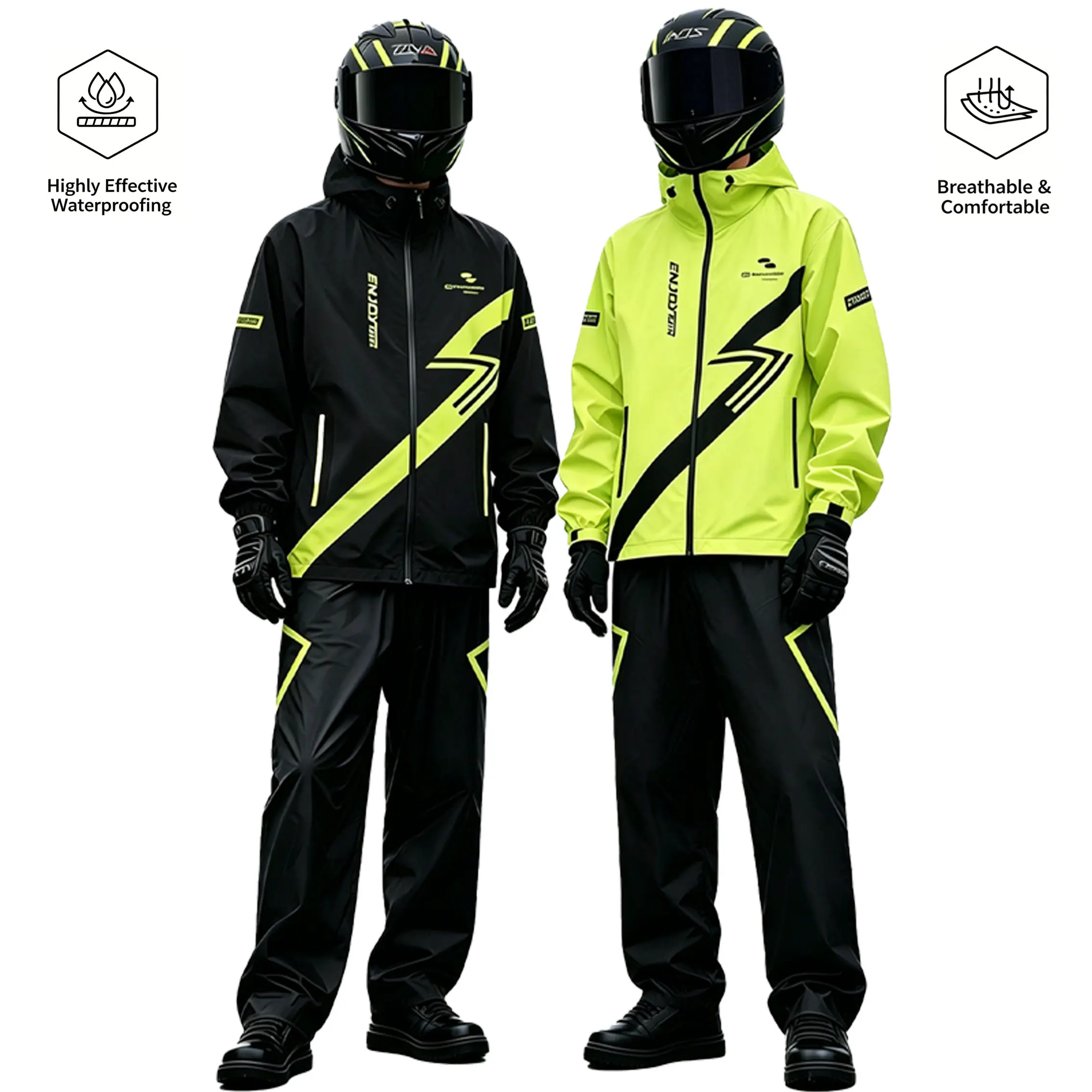 Men's Rain Poncho, Waterproof Full Body Cover with Large Hood, Lightweight & Breathable Protective Gear for Motorcycle and Scooter Riders