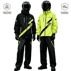 Men's Waterproof Rain Suit Jacket & Pants Full Body Protective Gear for Motorcycle /e bikes electric scooter/ dirt bikes Riders Breathable Coat with Poncho Large Hooded Baggy Cool Summer spring Lightweight Rain Coat Green outdoorfun Rainproof Full Body Co
