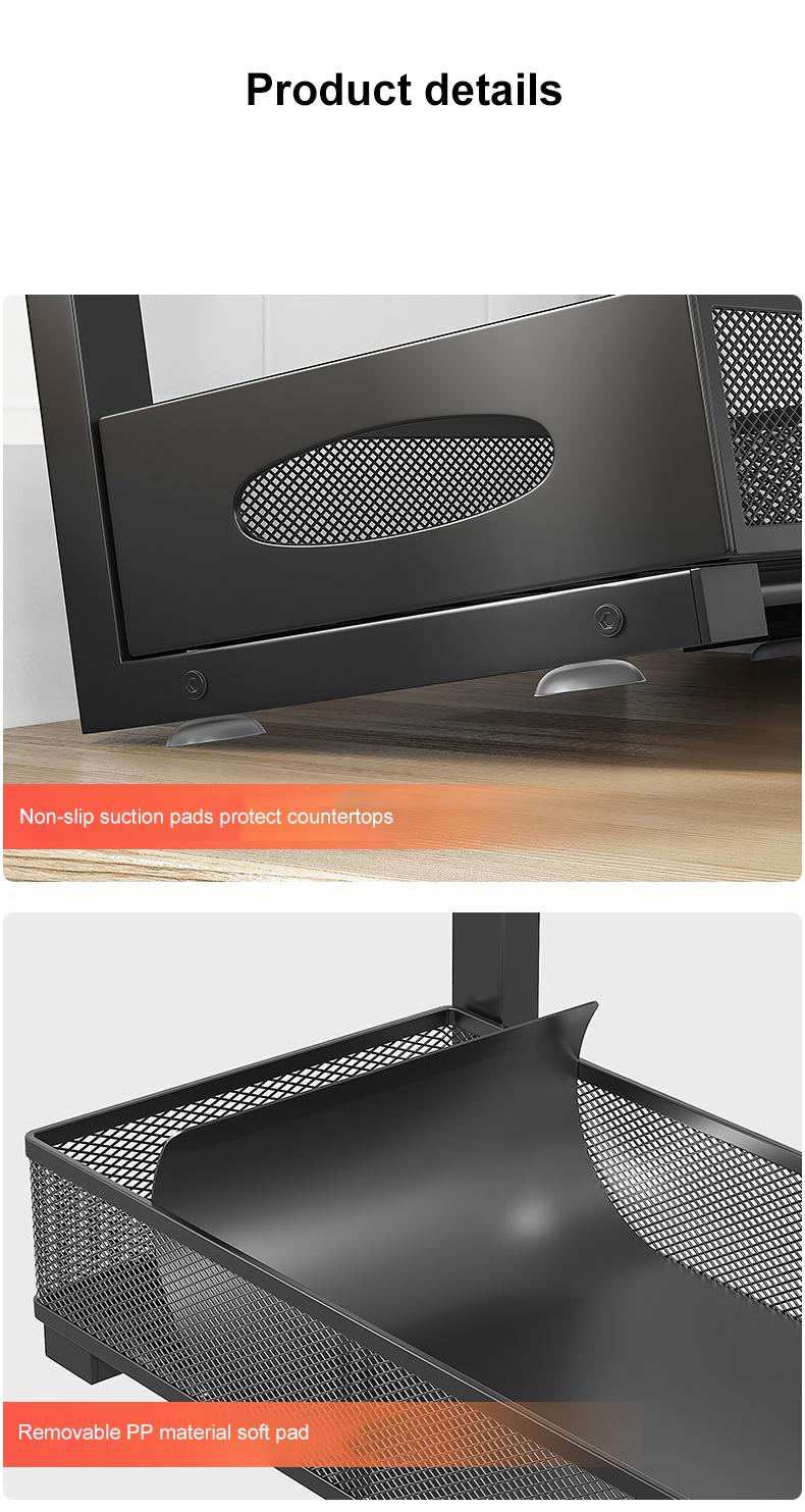 2 Pack Under Sink Organizer,Adjustable Height,2 Tier Pull Out Under Cabinet Organizer,Slide Out Thickened Metal Under Sink Storage for Kitchen Bathroom Laundry Cabinet Pantry,White,black Shelf Rack Racks