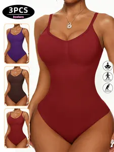 3PCS Women's Contrast Color Tight-Fitting Jumpsuit Set, Adjustable Thin Straps, No Padding, Zipper Design, Suitable for Sports and Daily Wear