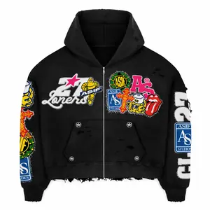 “Worldwide” Cropped Zip-Up