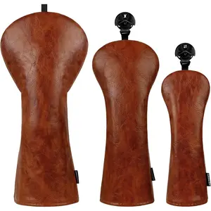 Craftsman Golf Brown Premium Vintage Leather Blade Mallet Putter Cover with Magnetic Closure, Fairway Wood Headcover Cover