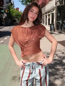 Gemini Brown Draped Top