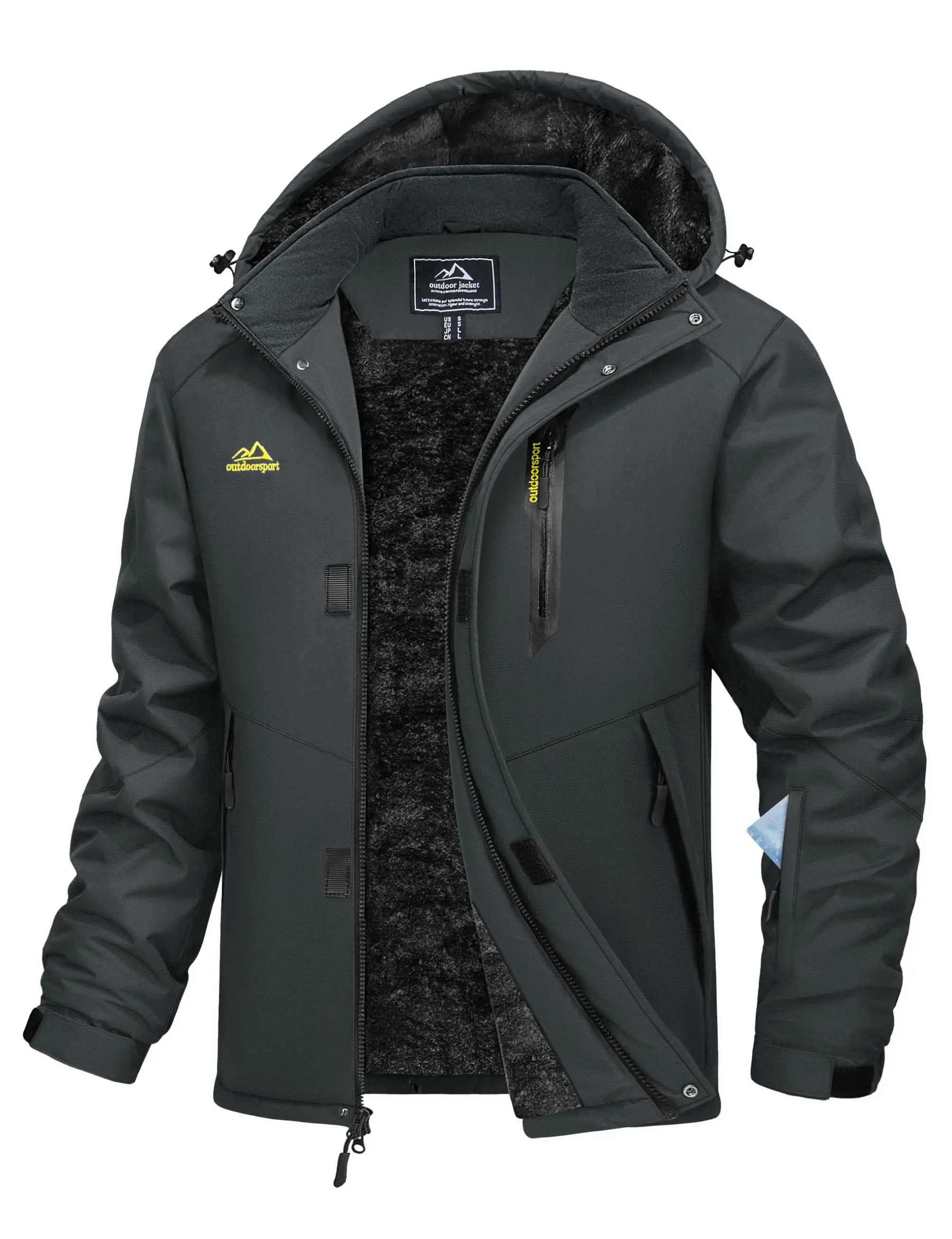 MAGCOMSEN Mens Winter Jacket Ski Snow Waterproof Jackets Warm Fleece Snowboard Coat Parka Raincoats with Multi-Pockets