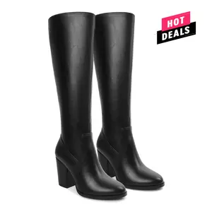 【SpringGlowUp】Zamikoo Knee High Boots for Women | Round Toe | Side Zipper | 3.5-Inch Chunky Block High Heel Tall Long Gogo Boots | Girl Fashion Footwear | Spring Bota Shoes
