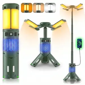 12,000mAh Ultra-Bright Telescopic Camping Lights with Tripod Stand, 5-in-1 Rechargeable Lantern & Power Bank, RGB Mood Lighting, Magnetic Base for Hurricane Emergency, Outdoor Gear
