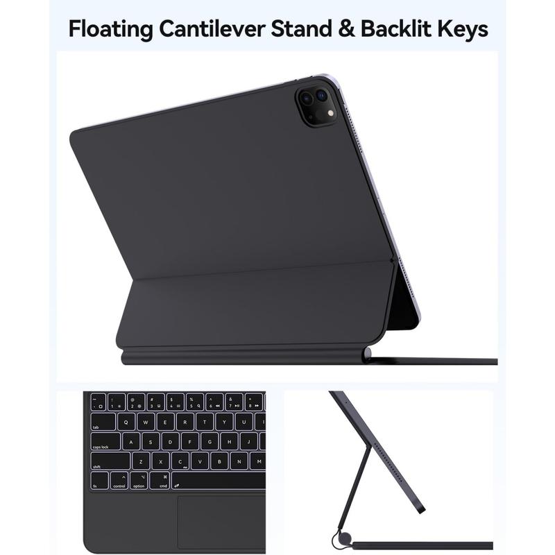 Keyboard Case for 2024 iPad Air 13(M2) and iPad Pro 12.9 (6th/5th/4th/3rd Gen), Magnetic Floating Wireless Backlit Rechargeable Bluetooth Keyboard with Multi-Touch Trackpa Tablet Adjustable