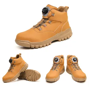 Men's Industrial Work Shoes - Non-Slip Steel Toe Cap, Breathable PU Leather Upper - Suitable for Construction, Factory, Gym, Daily Use - Warehouse Shoes, Modern Workwear, Outdoor Laborers Yellow Footwear steel toe shoes men zapatos para trabajo  Worker