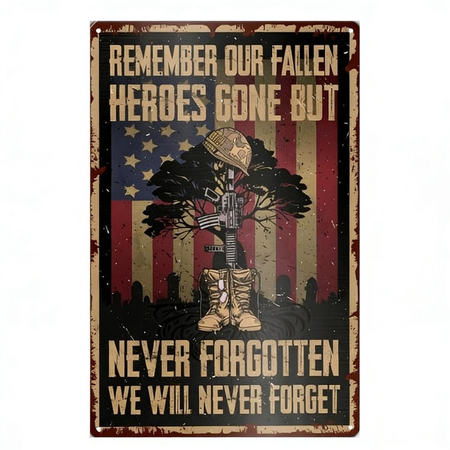 Vintage Rustic Metal Wall Art 12x8inch Retro Distressed Tin Sign for Bar Cafe Home Decor Celebrating Independence Day in the USA