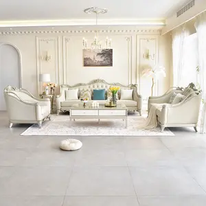 American Solid Wood Living Room French Light Luxury Small Sofa, Compact Size Solid Wood Frame Fabric Leather Couch, Space-Saving French Elegant Furniture for Small Apartment & Narrow Living Room