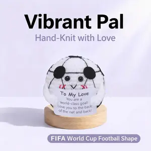 Handmade Knitted Cute Football Doll, Emotional Support Positive Soccer Toy, Christmas Gift, Valentine's Day Present, World Cup Gift, Soft Stuffed Animal