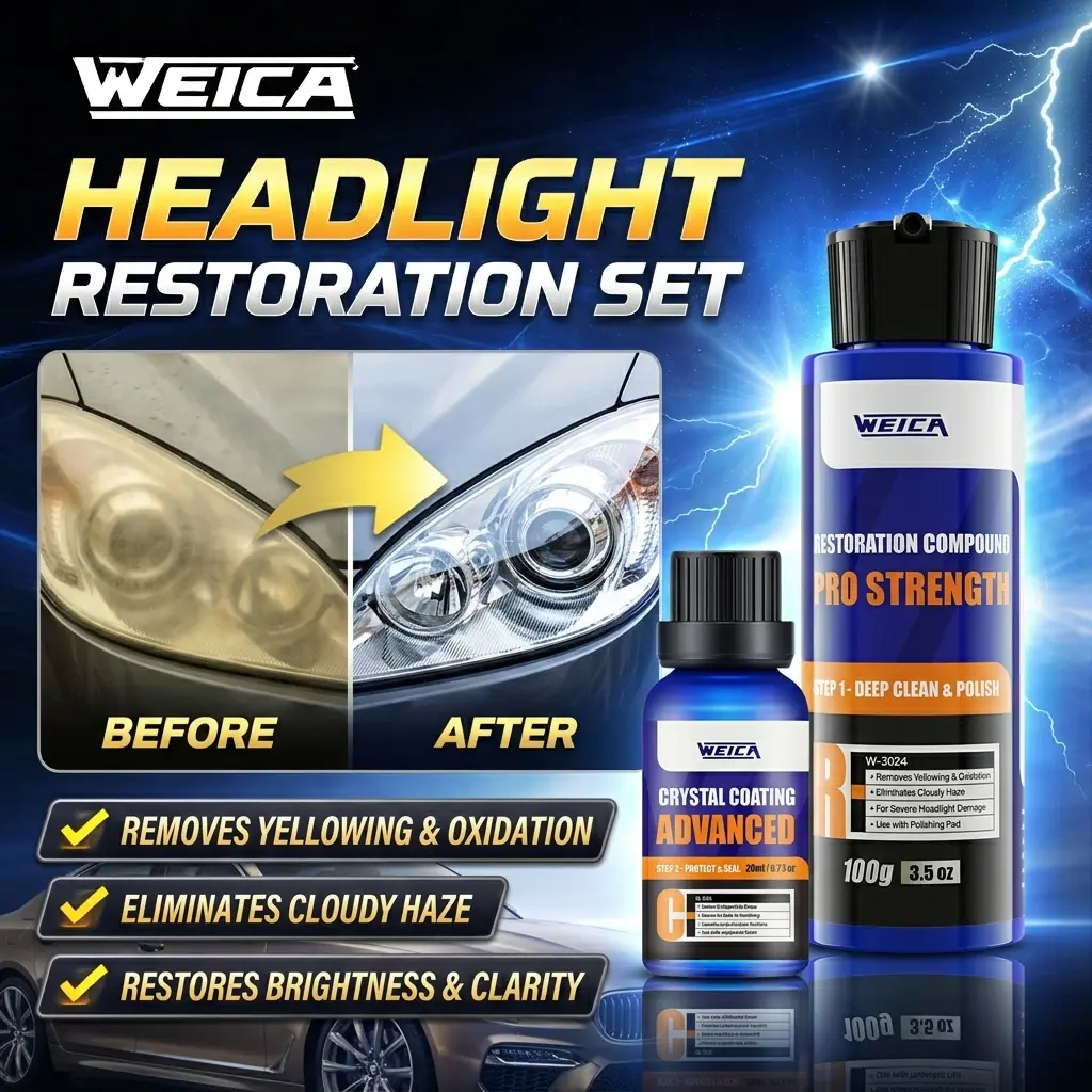 Headlight Restoration Kit | Restore Yellow, Oxidized & Cloudy Headlights in Minutes | Professional Headlight Cleaner & Polish | Removes Oxidation, UV Damage & Haze | Crystal Clear Finish | Improves Night Visibility | Easy DIY Headlight Repair Kit for Car