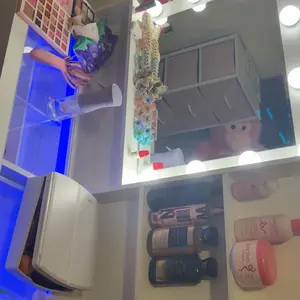 CollaredEagle LED Lighted Makeup Vanity with Mirror & Storage Drawers for Bathroom & Bedroom White Finish with Charging Station & Adjustable Lighting