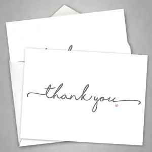 Thanks From The Heart Thank You Note Cards / 36 Thanks Greeting Cards With White Envelopes / 3 1/2" x 4 7/8" Generic Hearts Appreciation Blank Cards