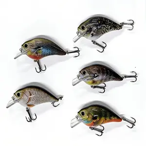 5pcs Driftcatch Crankbait Fishing Lures 2.95inch 15.5G Deep Diving Fat Boby Hard Lures, Wobbler Slow Sinking Artificial Bait, Freshwater Saltwater Bass Trout Walleye Predator Fish Tackle Kit