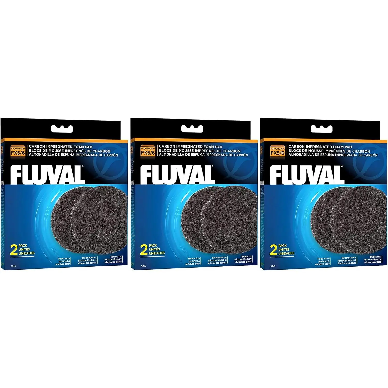 6 Pack of Carbon Impregnated Foam Pads for FX5/6 Aquarium Filters