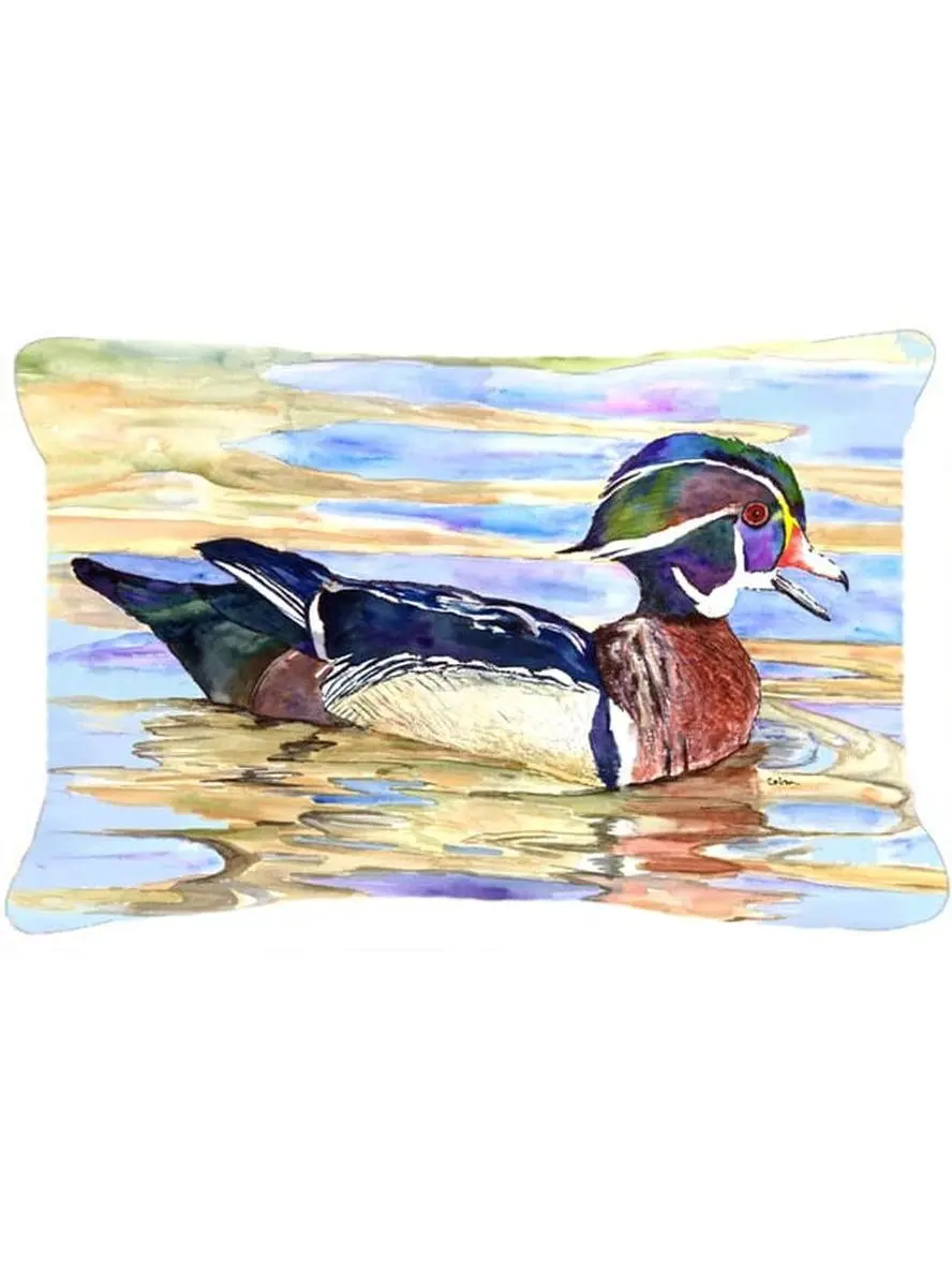 Wood Duck Fabric Decorative Pillow - 12x16 in, Indoor & Outdoor Use, for Room Decor, House Decor