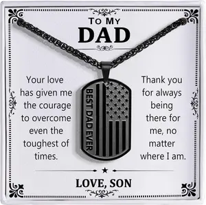 Christmas Anniversary Birthday Gifts for Men Boys, American Flag Dog Tag Pendant Necklace 24Inch Gifts for Son Husband Grandson Boyfriend Brother Dad Grandpa