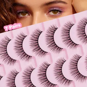 7 Pairs Mango Eye Lashes, Natural Look, 3D Fish Tail Cross False Eyelashes, Angel Wing Extension Strips, Daily/commute/dating Suitable