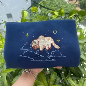 Appa Bison Kawaii Zip Zip Embroidered Sweatshirt, Avatar The Last Airbender Sweatshirt, Appa Bison Hoodie Sweatshirt, Appa Bison Lover Gifts