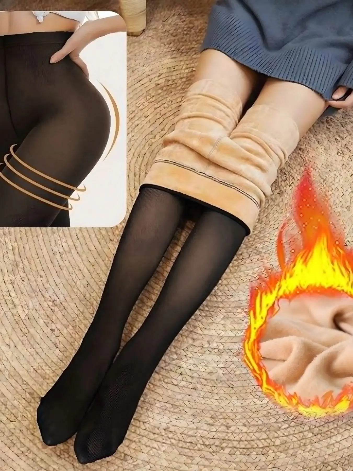 Woman Thermal Tights Sexy Translucent Fleece Leggings Pantyhose Slim Winter Warm Thick Velvet Stockings Female Streetwear Pants