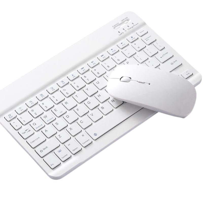 Slim Wireless Keyboard and Mouse For iPad/Tablet/iOS/Android/PC, Bluetooth Rechargeable Wireless Mouse Keyboard Set, Portable Compact Keyboard and Mouse Combo, Pink