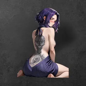 Lady Nagant Tattooed Waifu Sticker, Lady Nagant Beauty with Back Ink Art Decal, , Anime Decal For Laptop Phone Car